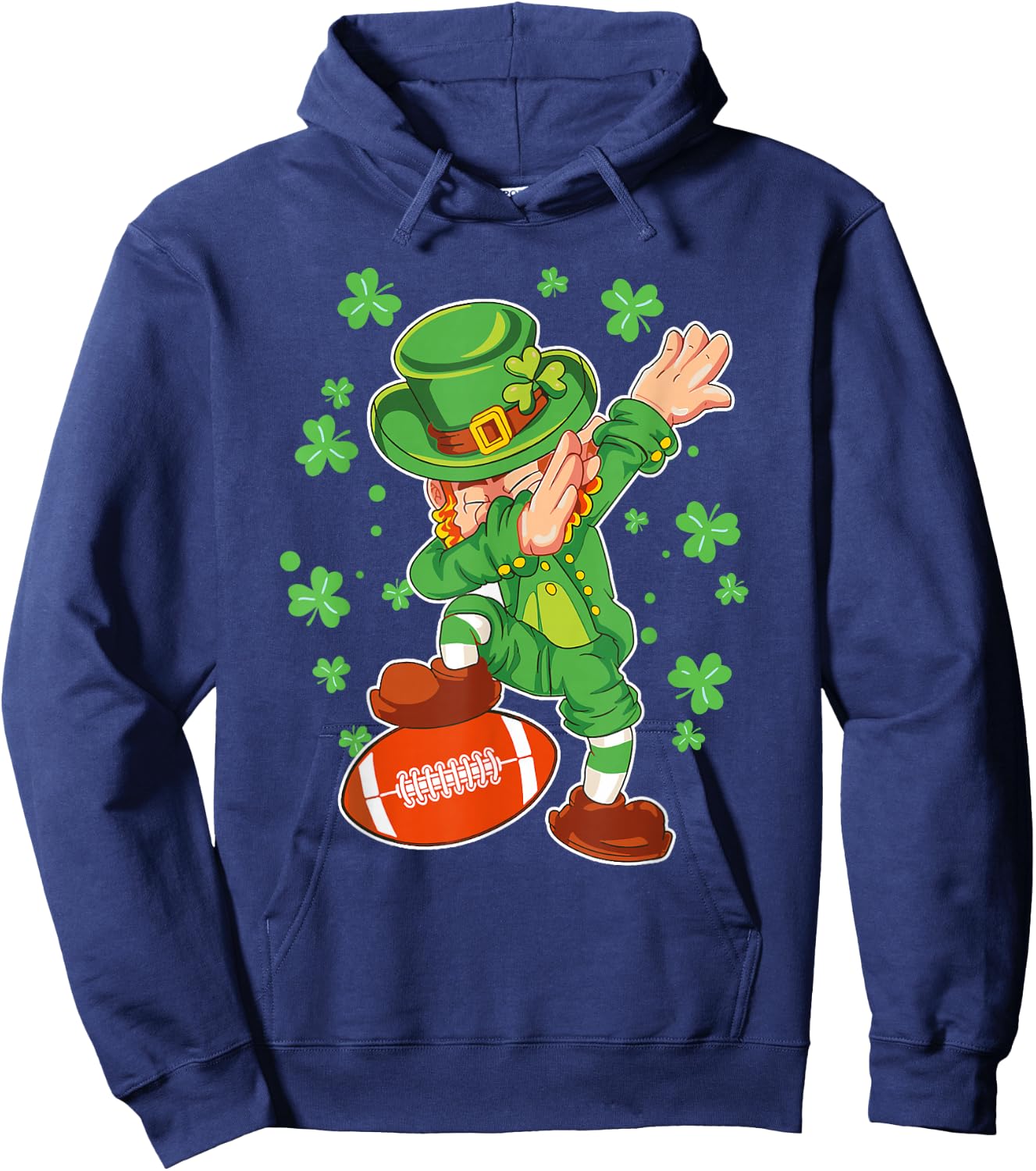 St Patricks Day Boys Men Kids Football Dabbing Leprechaun Hoodie - Hoodie | Navy