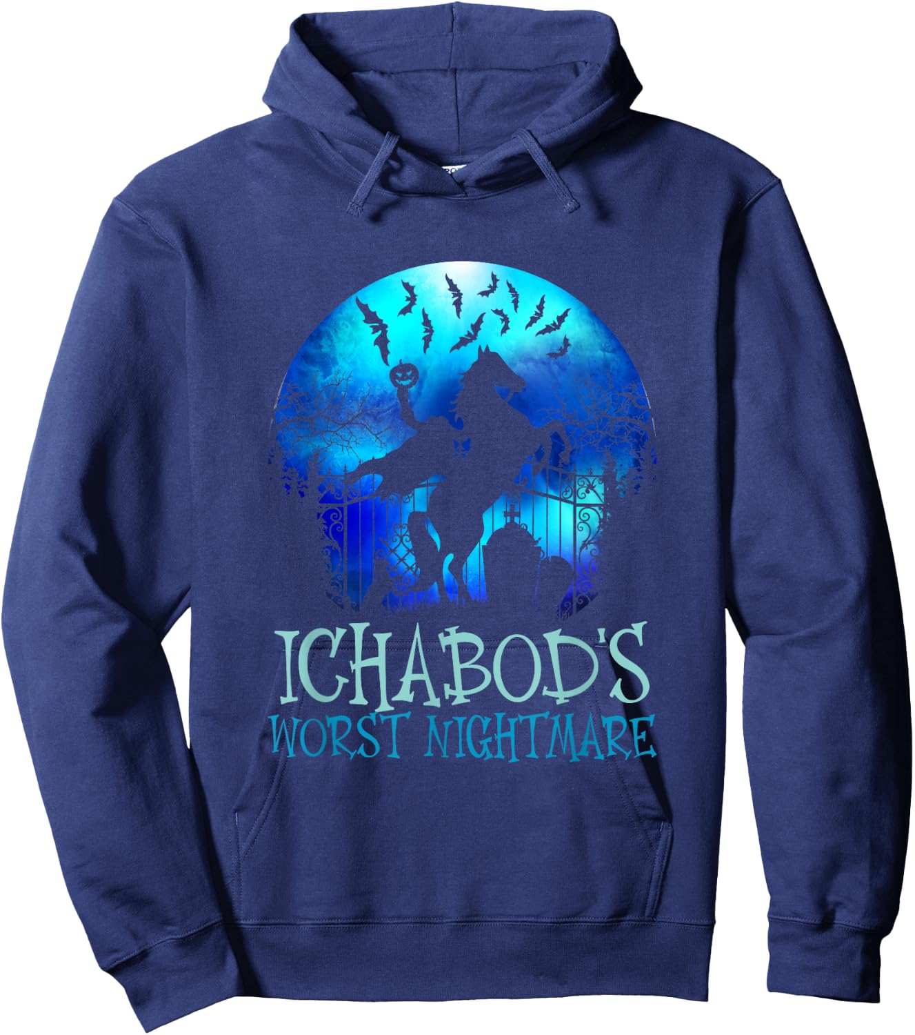 Ichabod's Worst Nightmare, Headless Horseman Halloween Hoodie - Hoodie | Navy