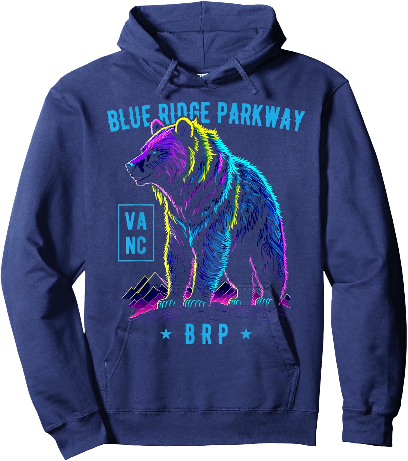 Blue Ridge Parkway NC VA BRP Bear Design Hoodie - Hoodie | Navy