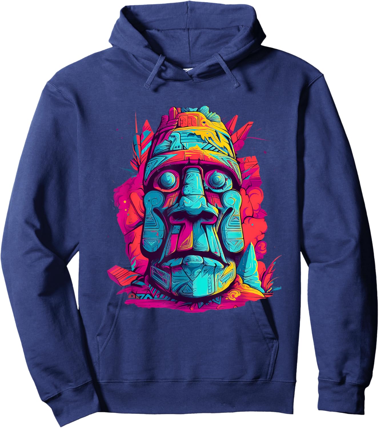 Moai Island Colourful Art Usa Us Native American Hoodie - Hoodie | Navy