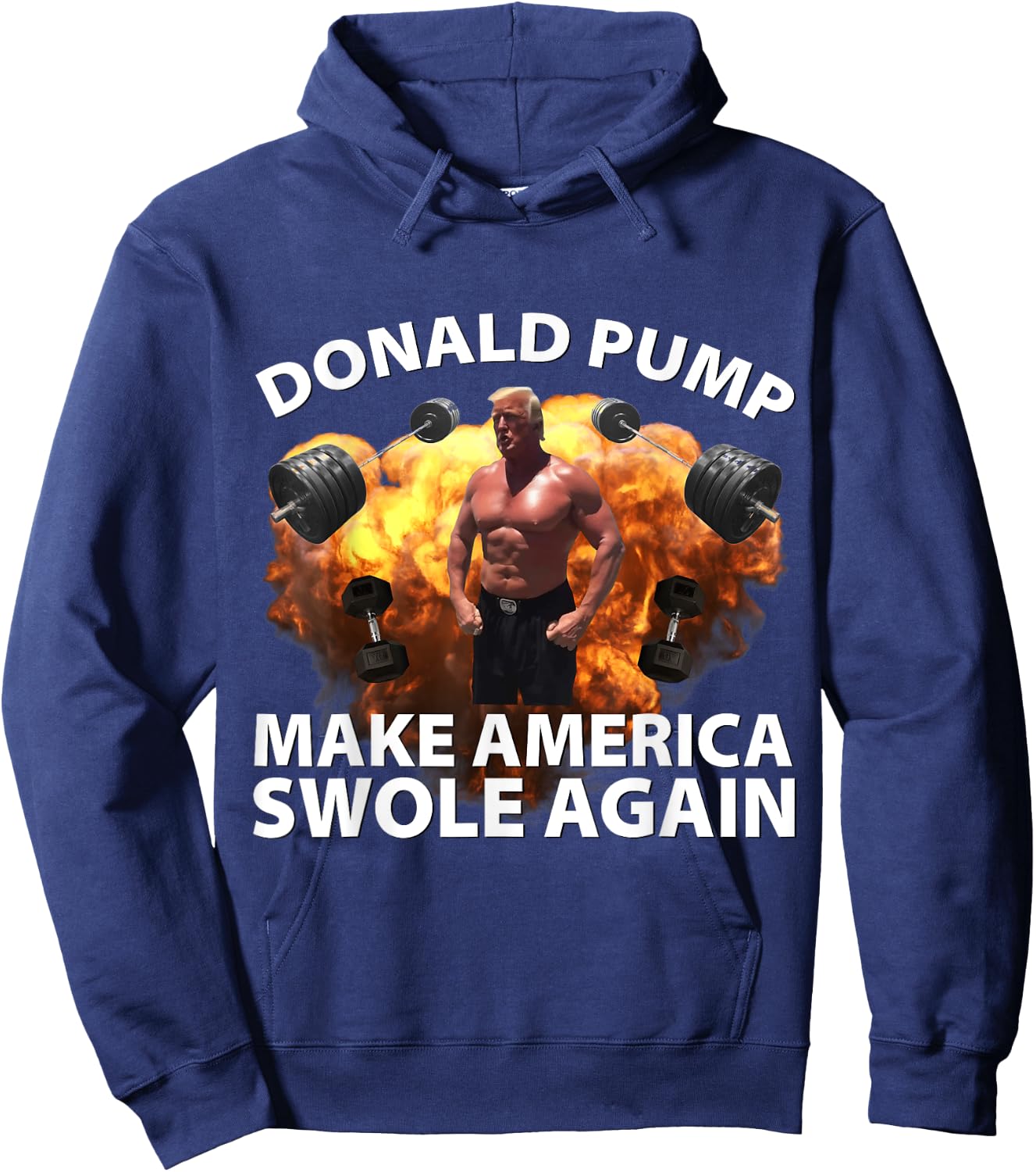 Donald Pump Swole America Trump Weight Lifting Gym Fitness Hoodie - Hoodie | Navy