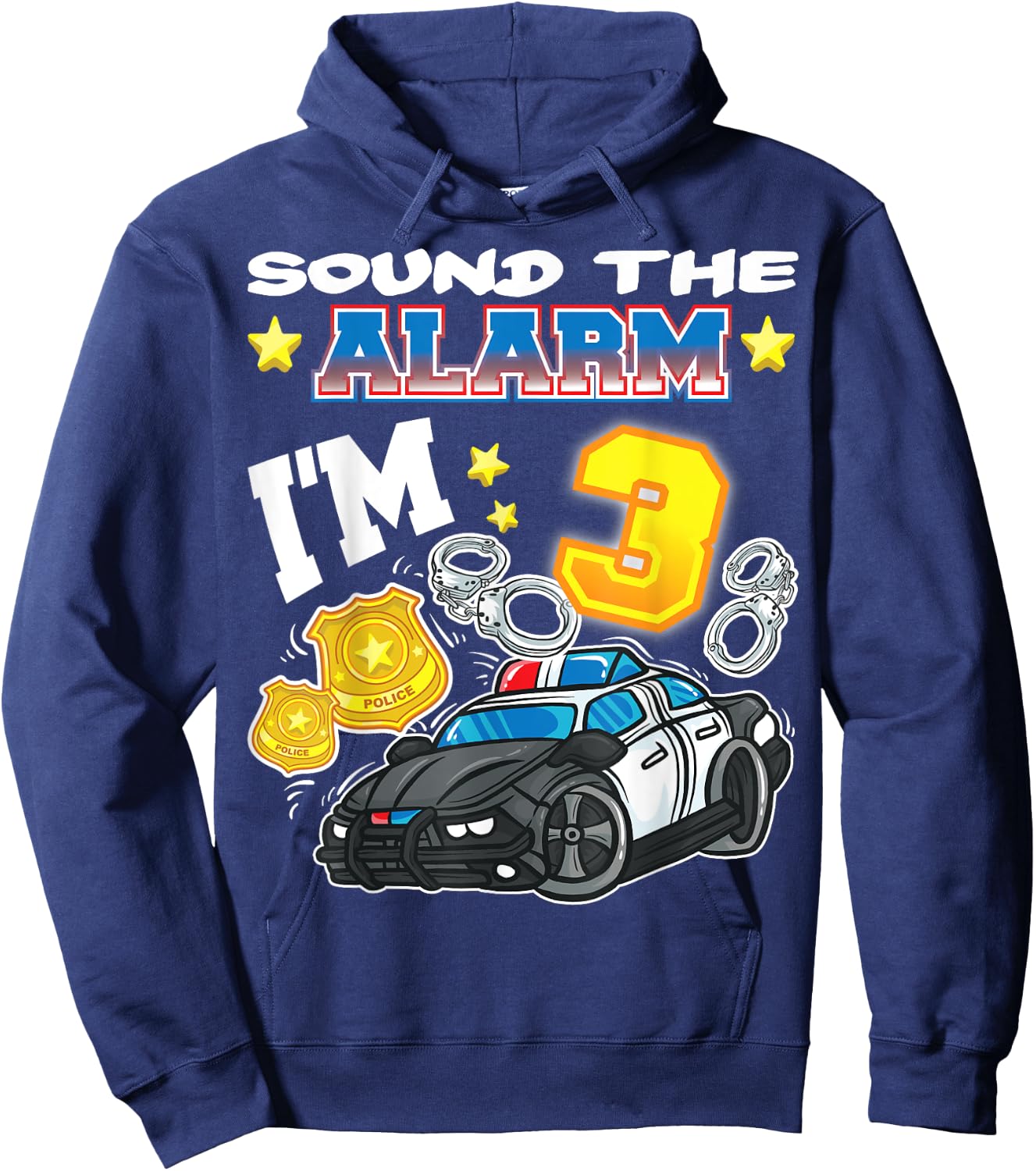 Sound The Alarm I'm 3 Policeman Police 3rd Birthday Hoodie - Hoodie | Navy