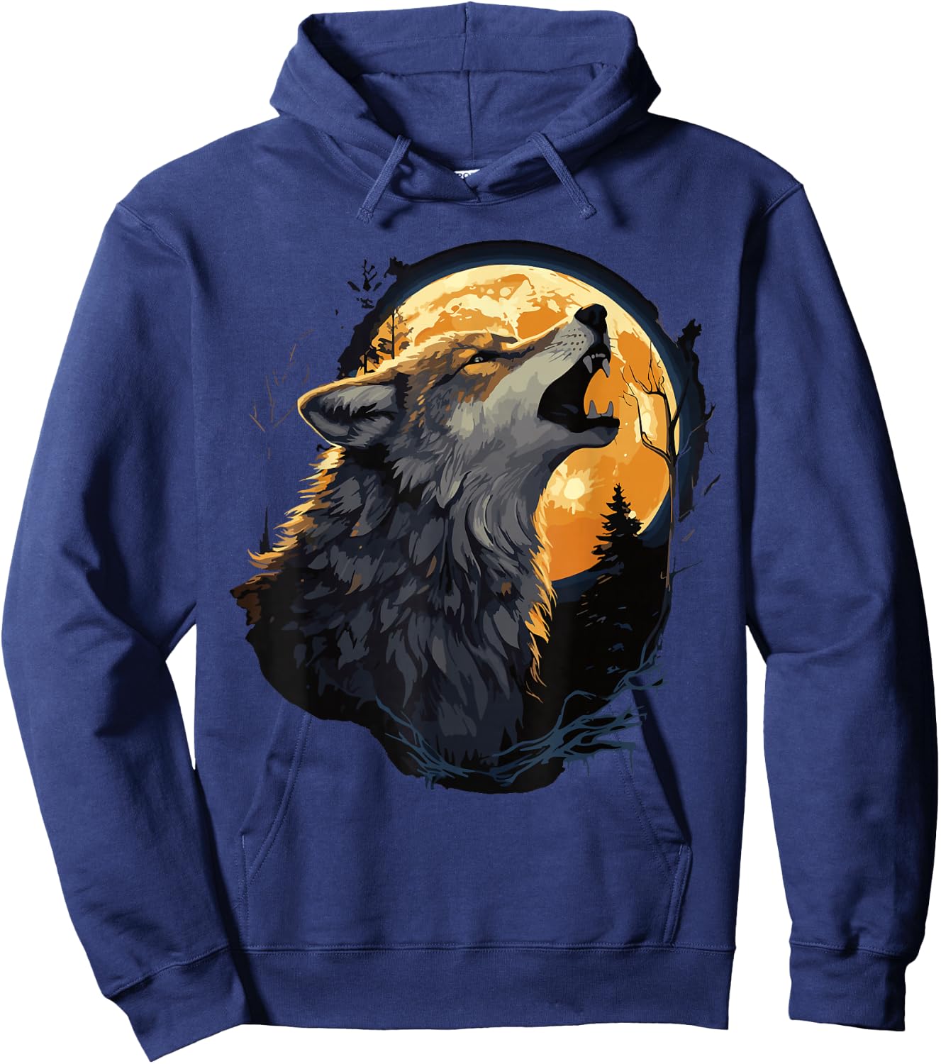 Three Wolves 3 Wolf Howling At The Moon Wild Animal Hoodie - Hoodie | Navy