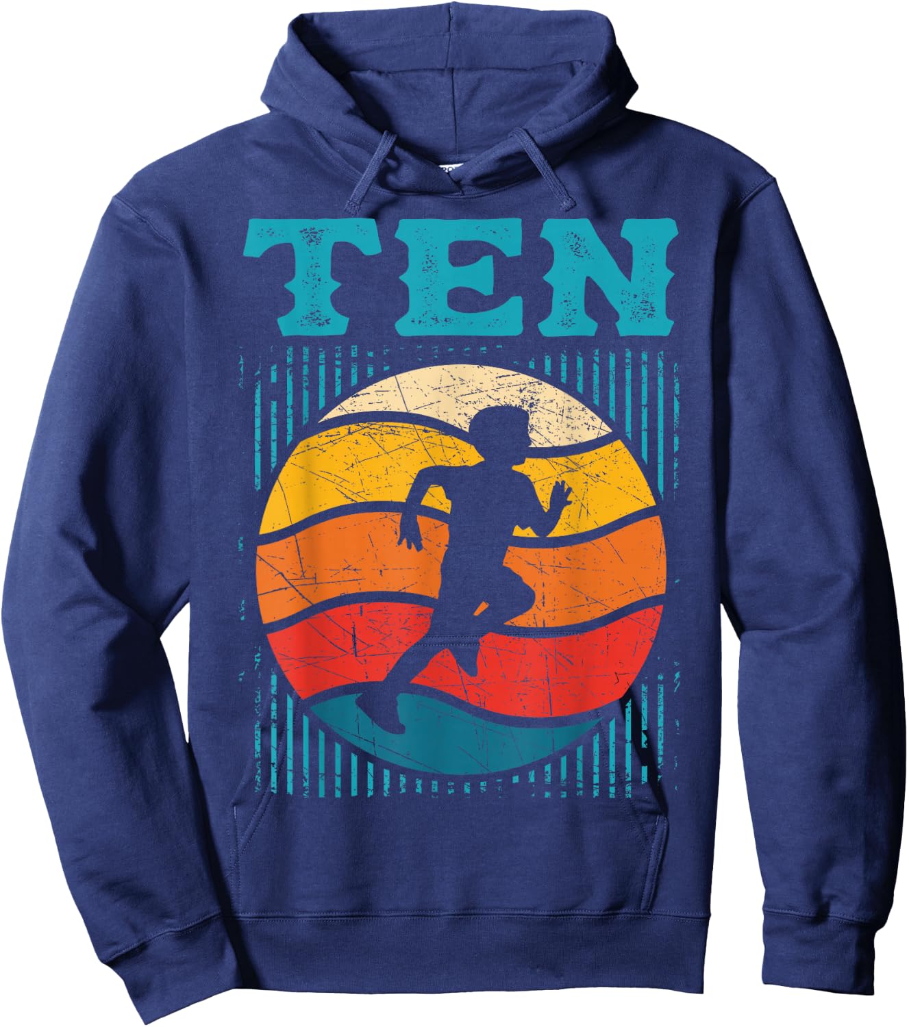 10th Birthday Retro Runner Jogging 10 Year Old Boys Kids Hoodie - Hoodie | Navy