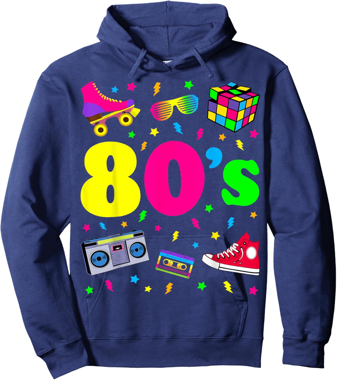 Retro Gifts Vintage 80s Costume Shirts - I Love The 80s - -Adults and Kids - Black - Small - - Short Sleeve - Party - Machine Wash Hoodie - Hoodie | Navy