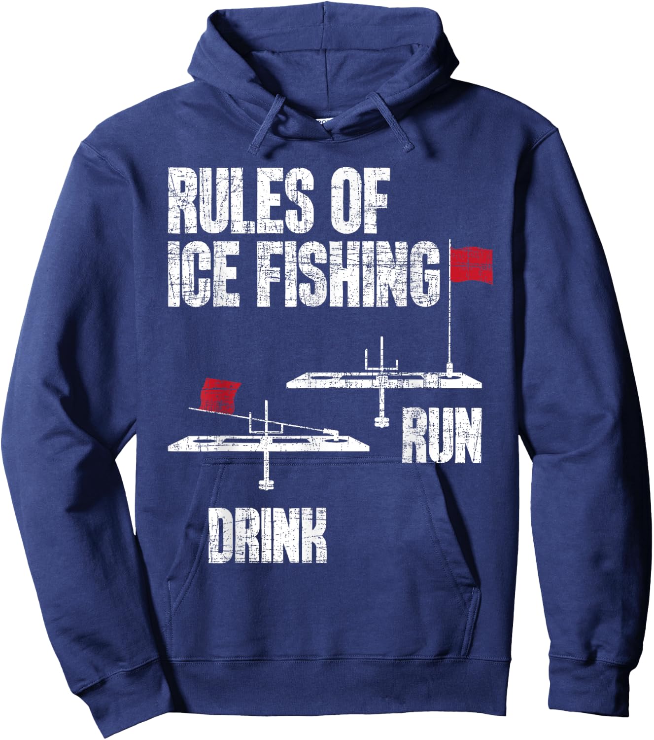 Rules Of Ice Fishing - Ice Fisher Fisherman Fishing Hoodie - Hoodie | Navy