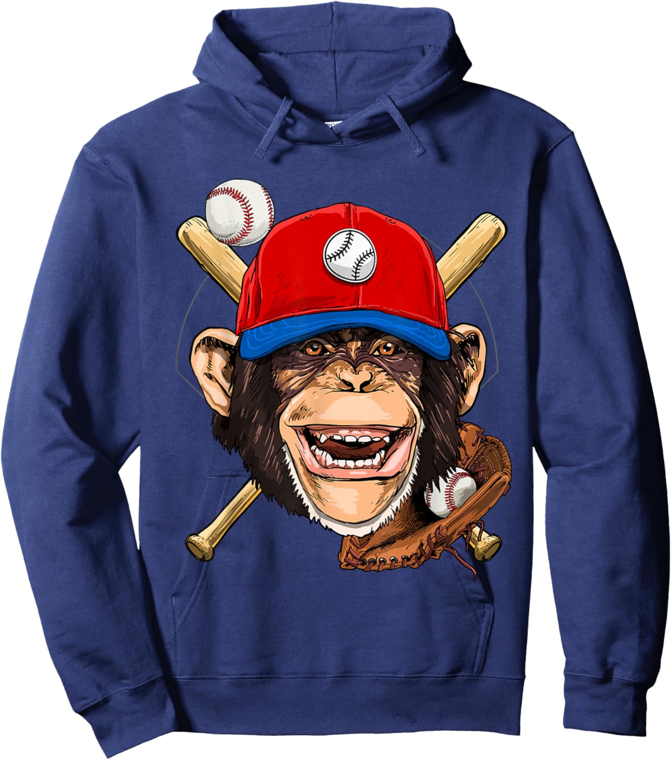 Monkey Baseball Monkey Lovers Baseball Player Hoodie - Hoodie | Navy