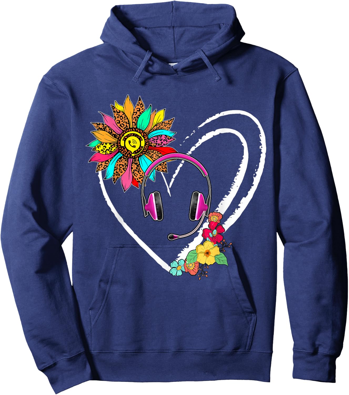 Dispatcher Tools Sunflower Cute Heart Shape Floral Family Hoodie - Hoodie | Navy