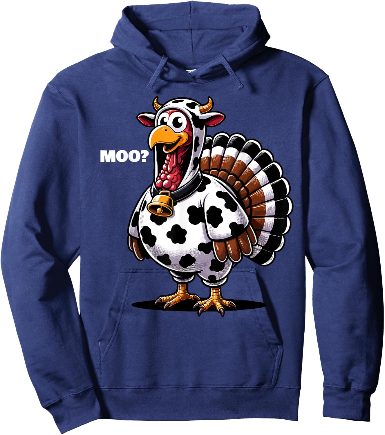 Turkey Moo Funny Thanksgiving Hoodie - Hoodie | Navy