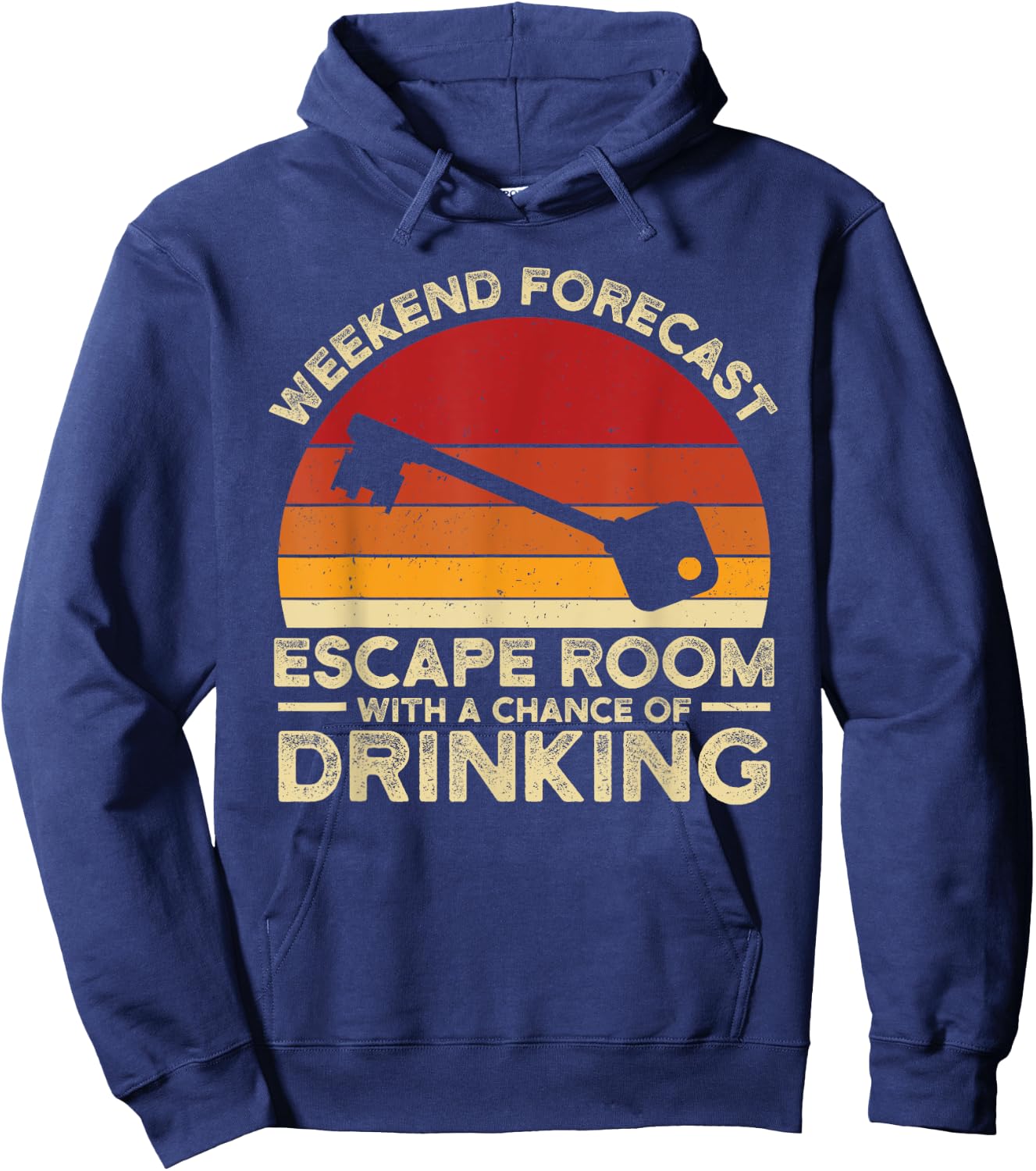 Weekend Forecast Escape Rooms Funny Mystery Vintage Hoodie - Hoodie | Navy