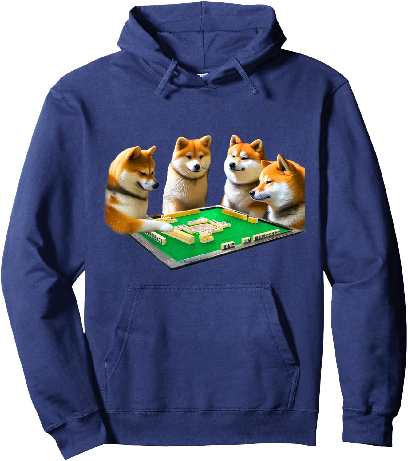 Shiba Inu, Dog, Mahjong, Funny , Dog, Lettered, Men's, Funny, Clothes, Funny Goods, Present, Neta, Jakushi Hoodie - Hoodie | Navy