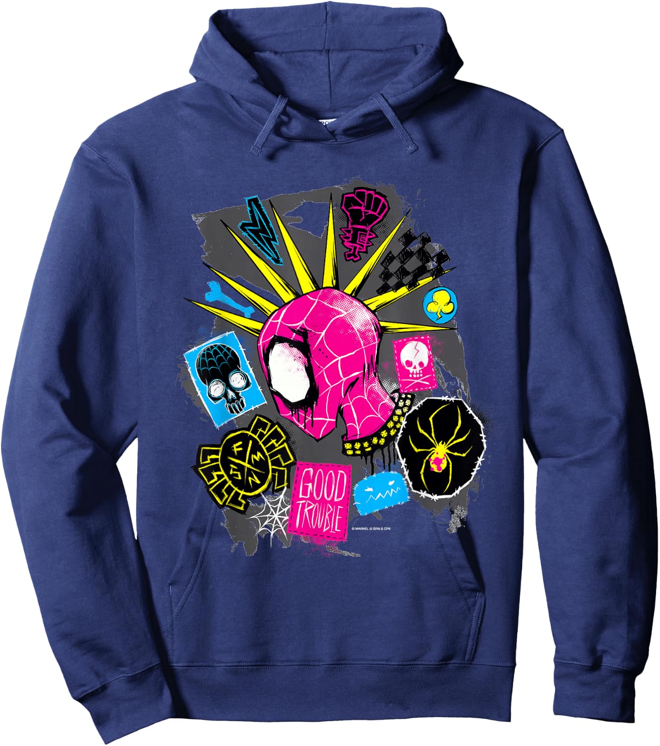 Marvel Spider-Man: Across The Spider-Verse Spider-Punk Head Hoodie - Hoodie | Navy