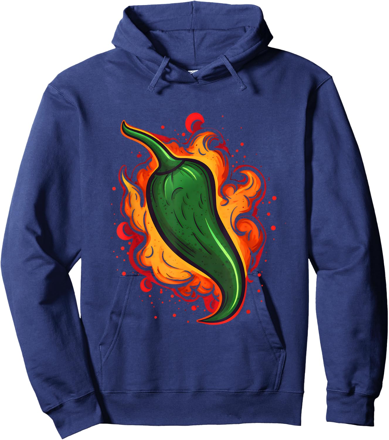 Green Chili Pepper Hot Spicy Food Lovers Fire Mexican Chef Hoodie - Hoodie | Navy