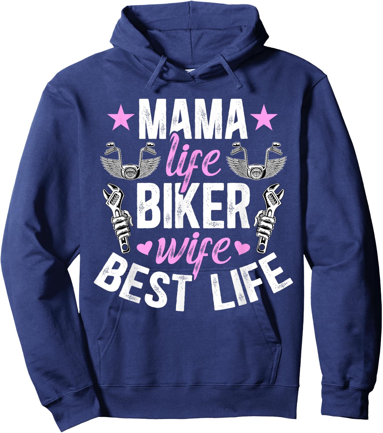 Mama Life Biker Wife Of A Biker Wife Motorcycle Wife Hoodie - Hoodie | Navy