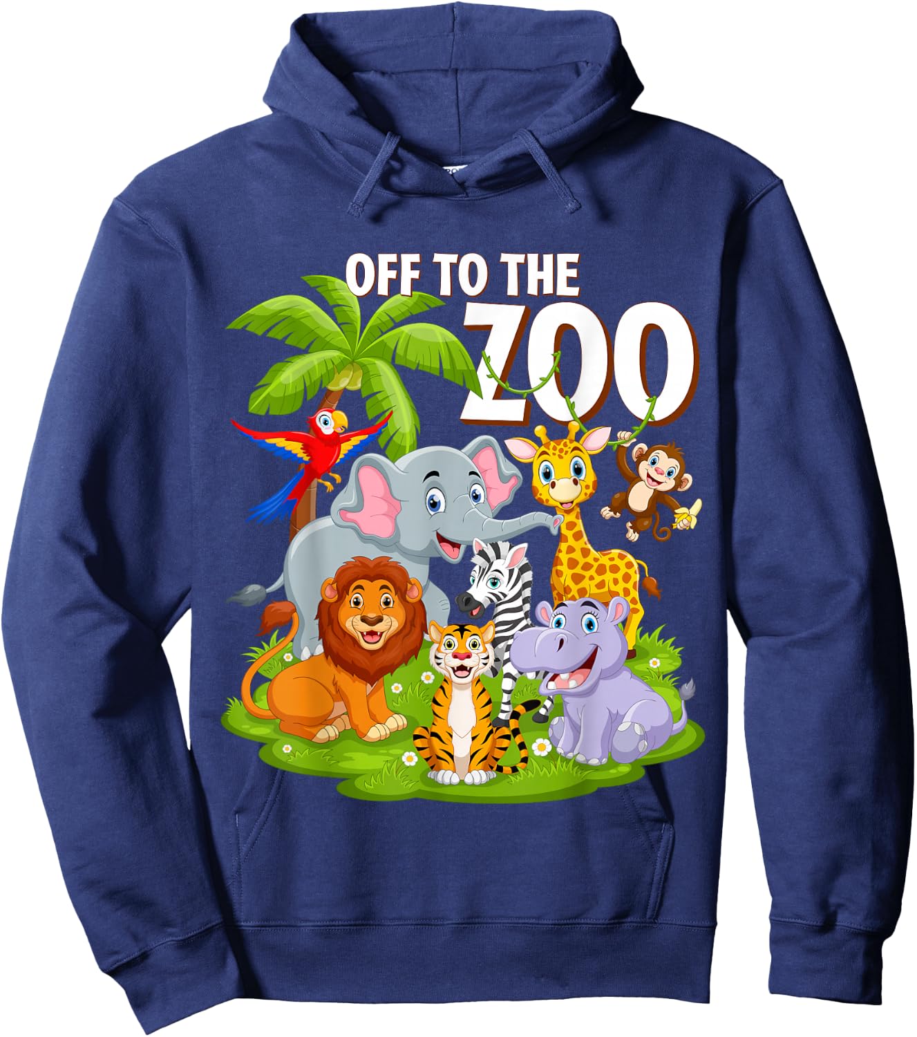 Safari Zoo Birthday Party Wild Zoo Animals Teacher Toddlers Hoodie - Hoodie | Navy
