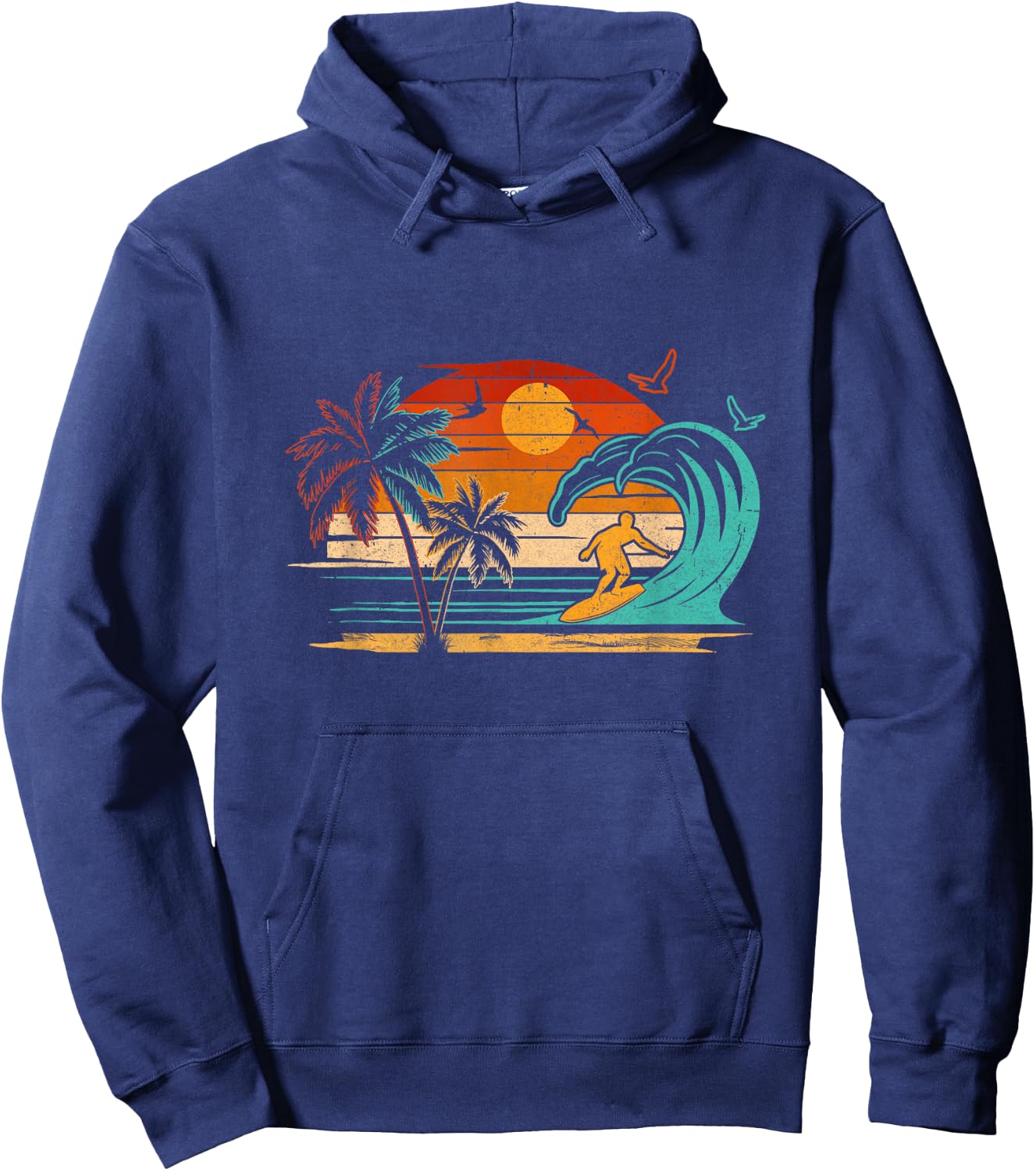 Vintage Surfer Retro Surfing Beach Surf Hoodie - Hoodie | Navy