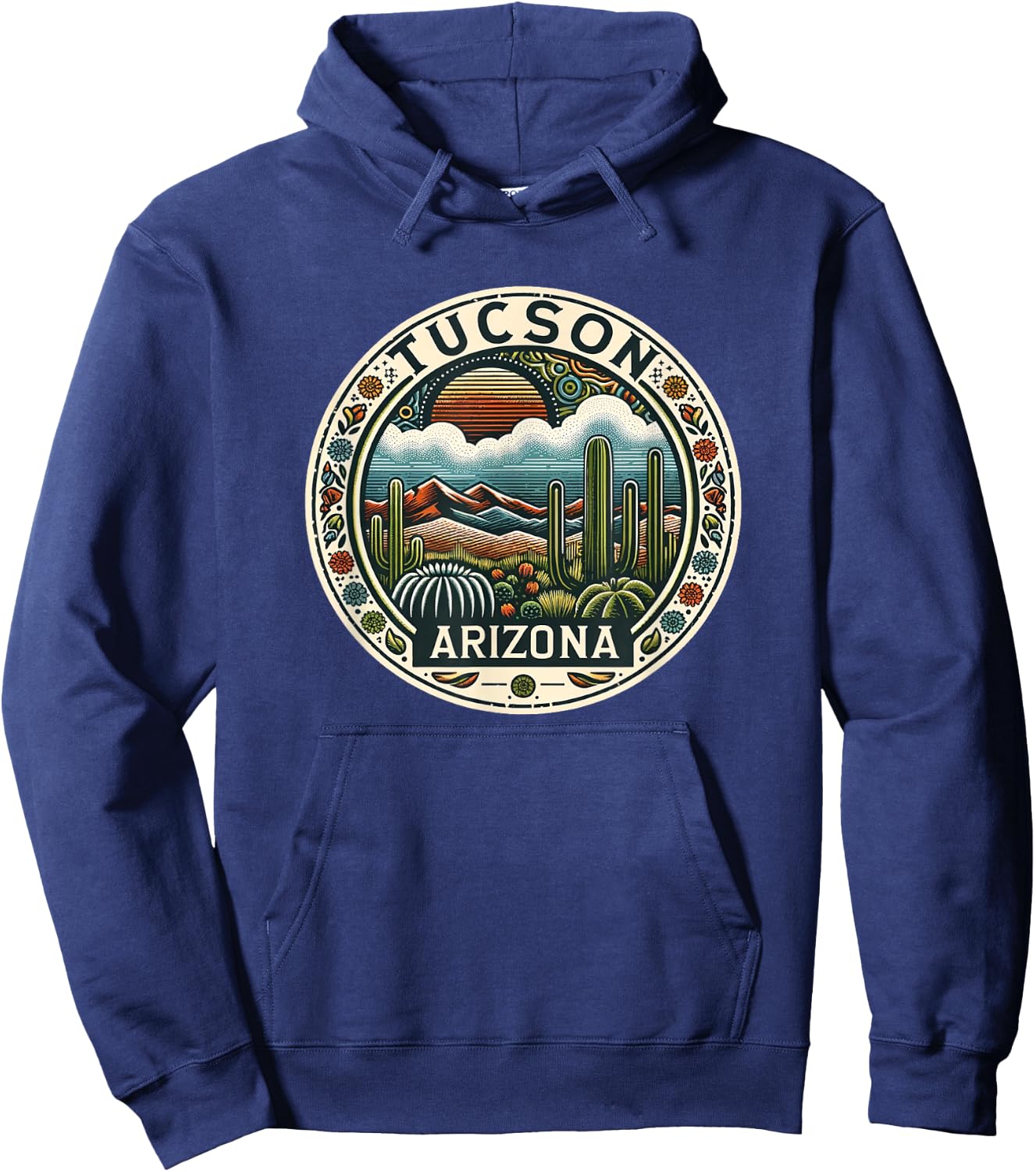 Tucson Arizona Cacti Desert Southwestern Landscape Hoodie - Hoodie | Navy