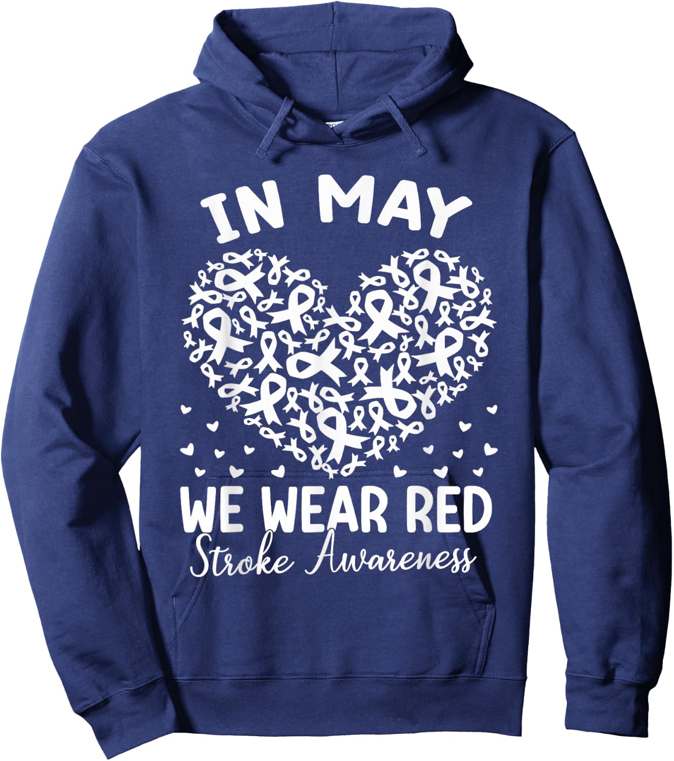 In May We Wear Red Stroke Awareness Month Survivor Heart Hoodie - Hoodie | Navy