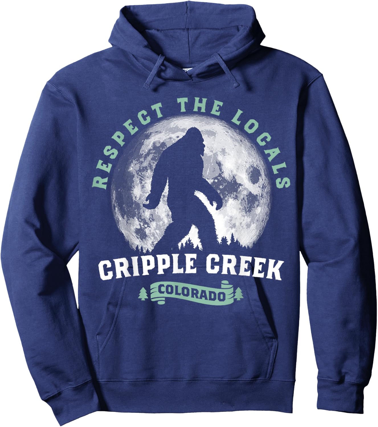 Cripple Creek Colorado Bigfoot Night Walk Retro Sasquatch Hoodie - Hoodie | Navy