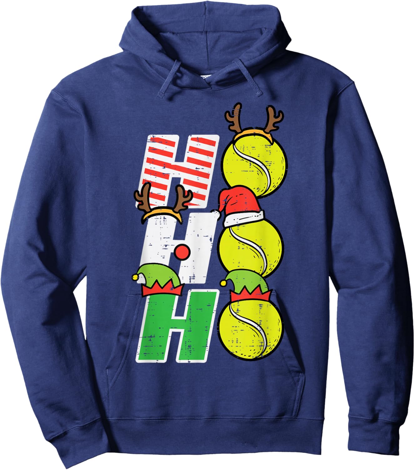 Christmas Tennis Ho Ho Ho Funny Xmas Sports Men Women Kids Hoodie - Hoodie | Navy