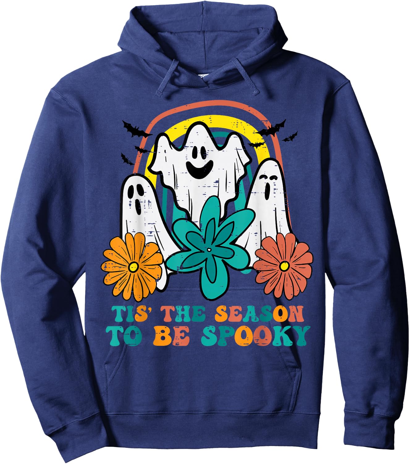 Ghosts Tis The Season To Be Spooky Retro Halloween Women Hoodie - Hoodie | Navy