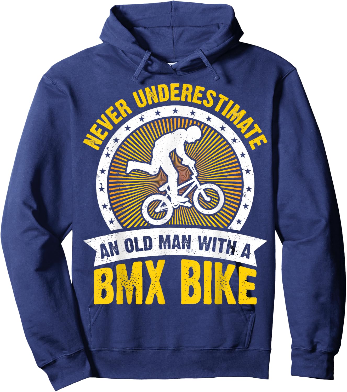 Retro Vintage Never Underestimate an Old Man With A BMX Bike Hoodie - Hoodie | Navy