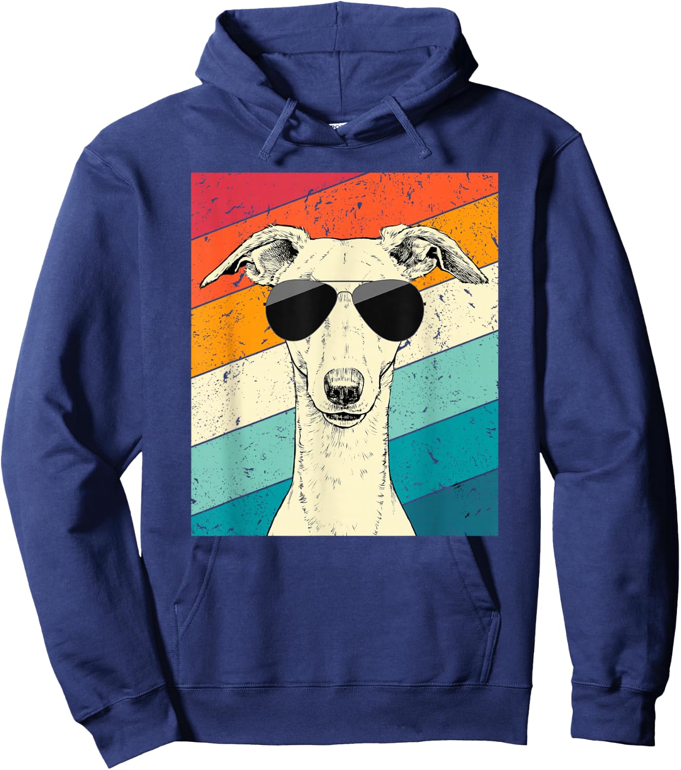 Retro Vintage Whippet with Sunglasses Dog Lovers Hoodie - Hoodie | Navy