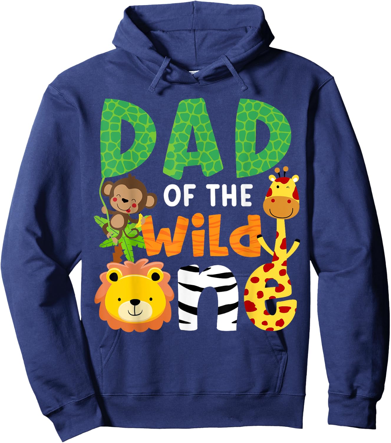 Dad of the Wild One Zoo Theme Birthday Safari Jungle Animals Hoodie - Hoodie | Navy