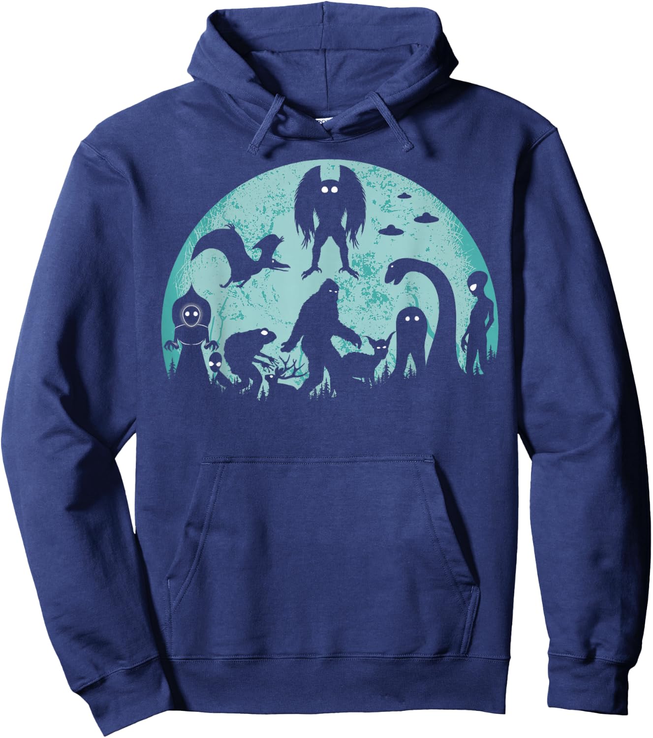 Bigfoot Loch Ness Monster Mothman And Aliens Funny Cryptid Hoodie - Hoodie | Navy