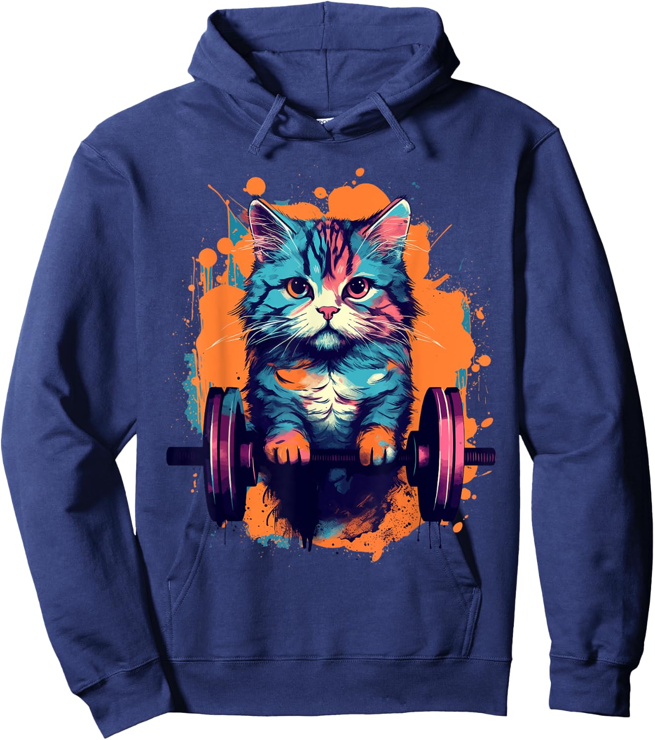 Gym, Workout or Fitness Gift Funny Cat in a Gym Women Hoodie - Hoodie | Navy