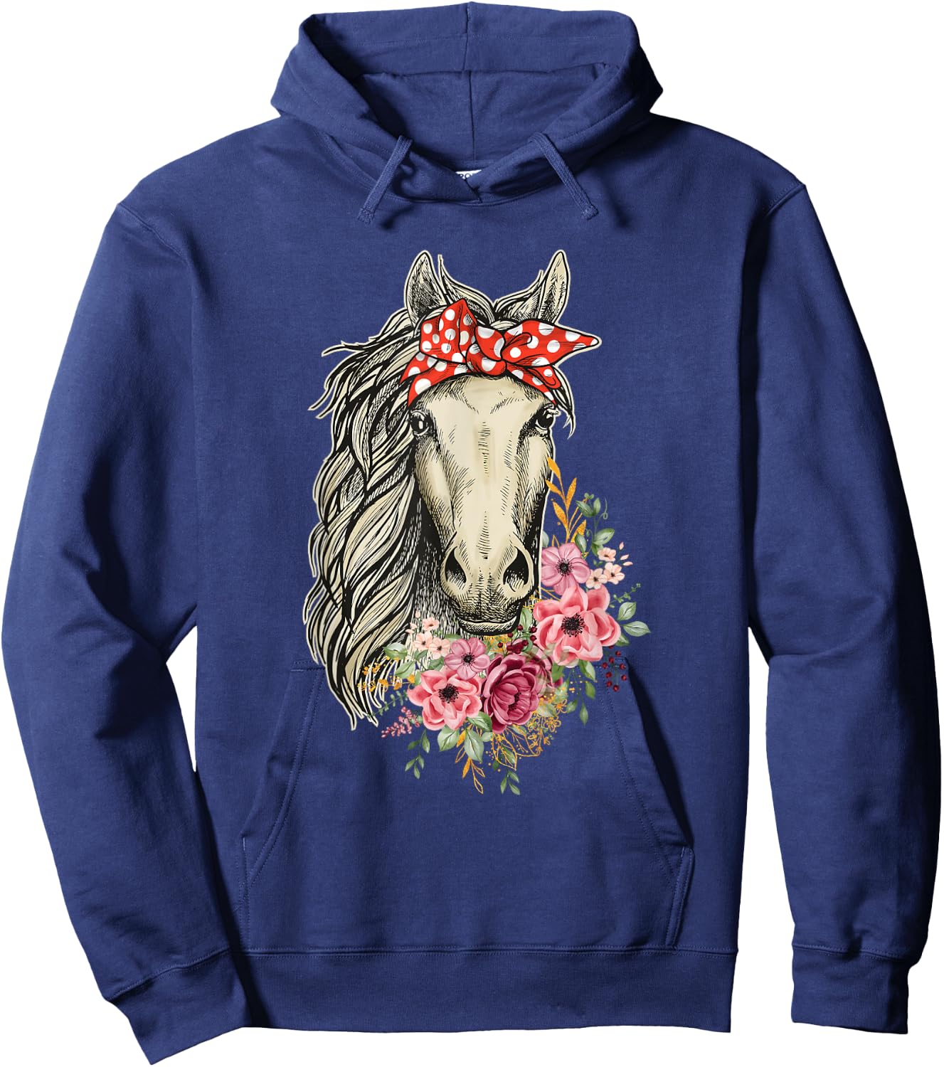 Horse Bandana - Horses Animal Horseman Horseback Equestrian Hoodie - Hoodie | Navy