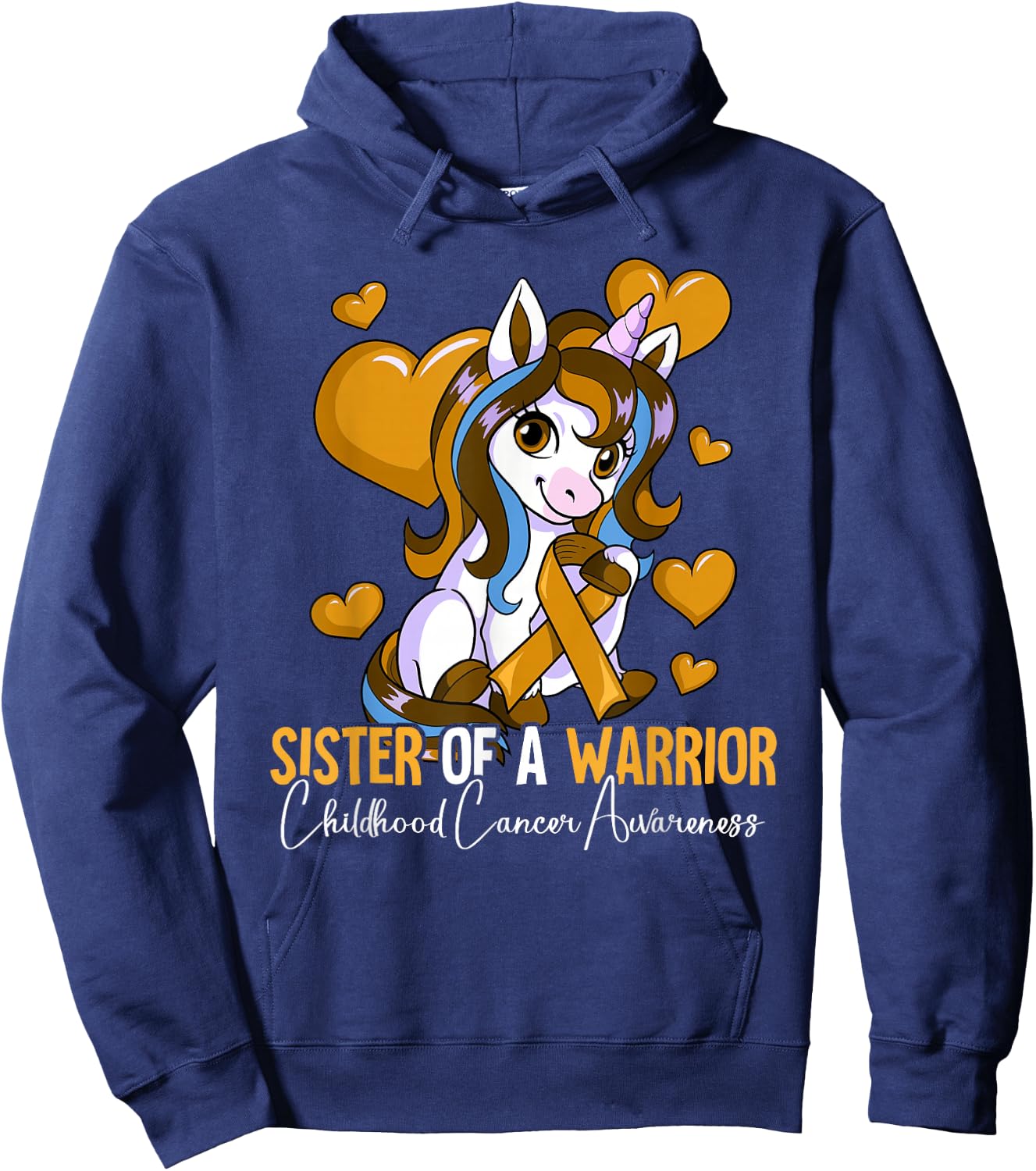 Sister Of A Warrior Childhood Cancer Awareness Hoodie - Hoodie | Navy