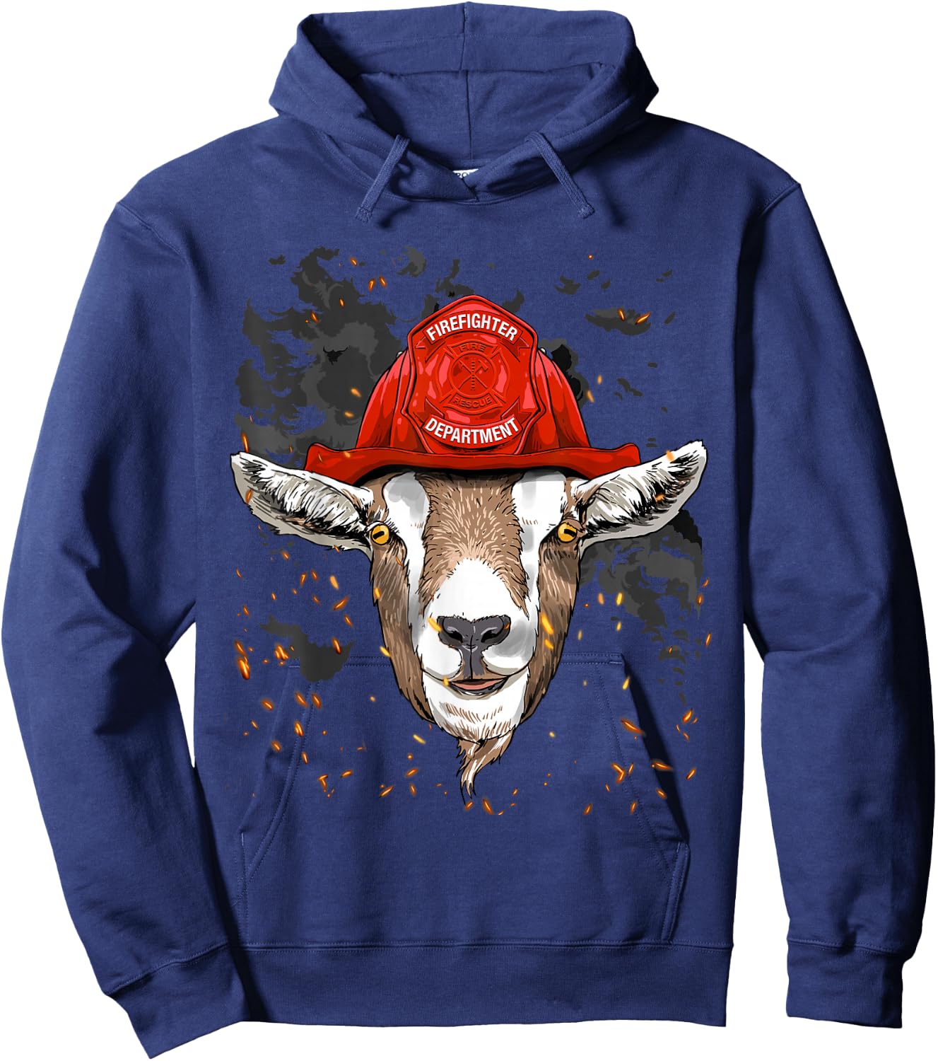 Firefighter Goat Fire Department Fireman Farmer Goat Lover Hoodie - Hoodie | Navy