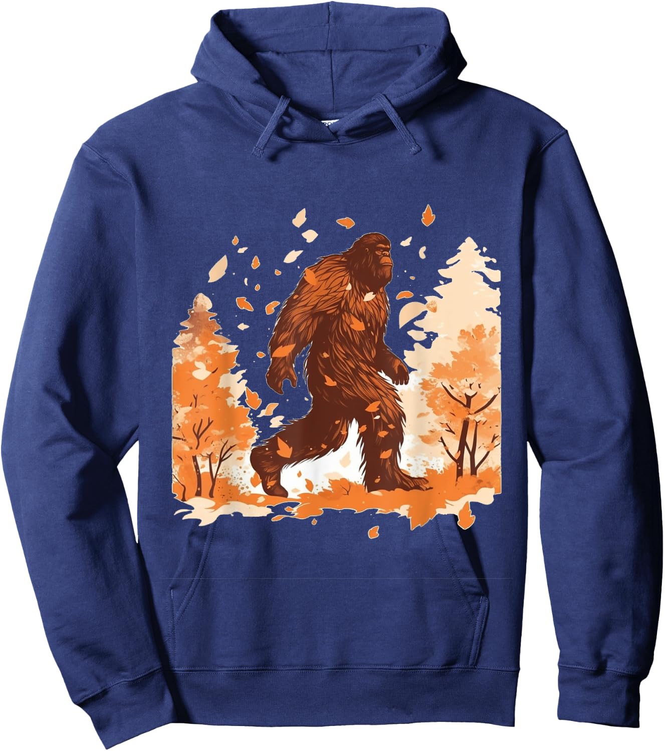 Bigfoot Fall Leaves Thanksgiving Day Sasquatch Autumn Hoodie - Hoodie | Navy
