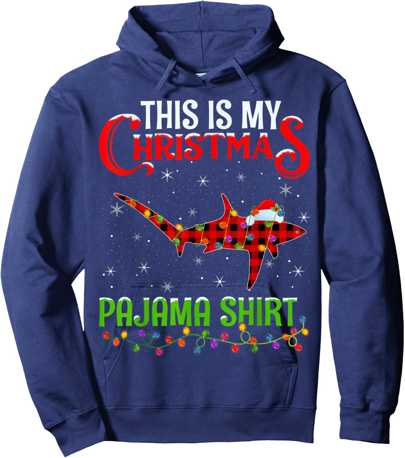 This Is My Christmas Pajama Shirt Thresher Shark Christmas Hoodie - Hoodie | Navy