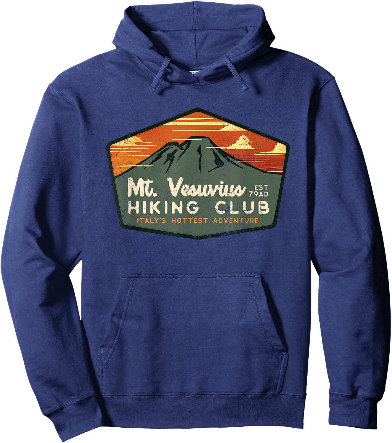 Retro Vesuvius Hiking Tourism For Italy Travel Vintage Hoodie - Hoodie | Navy