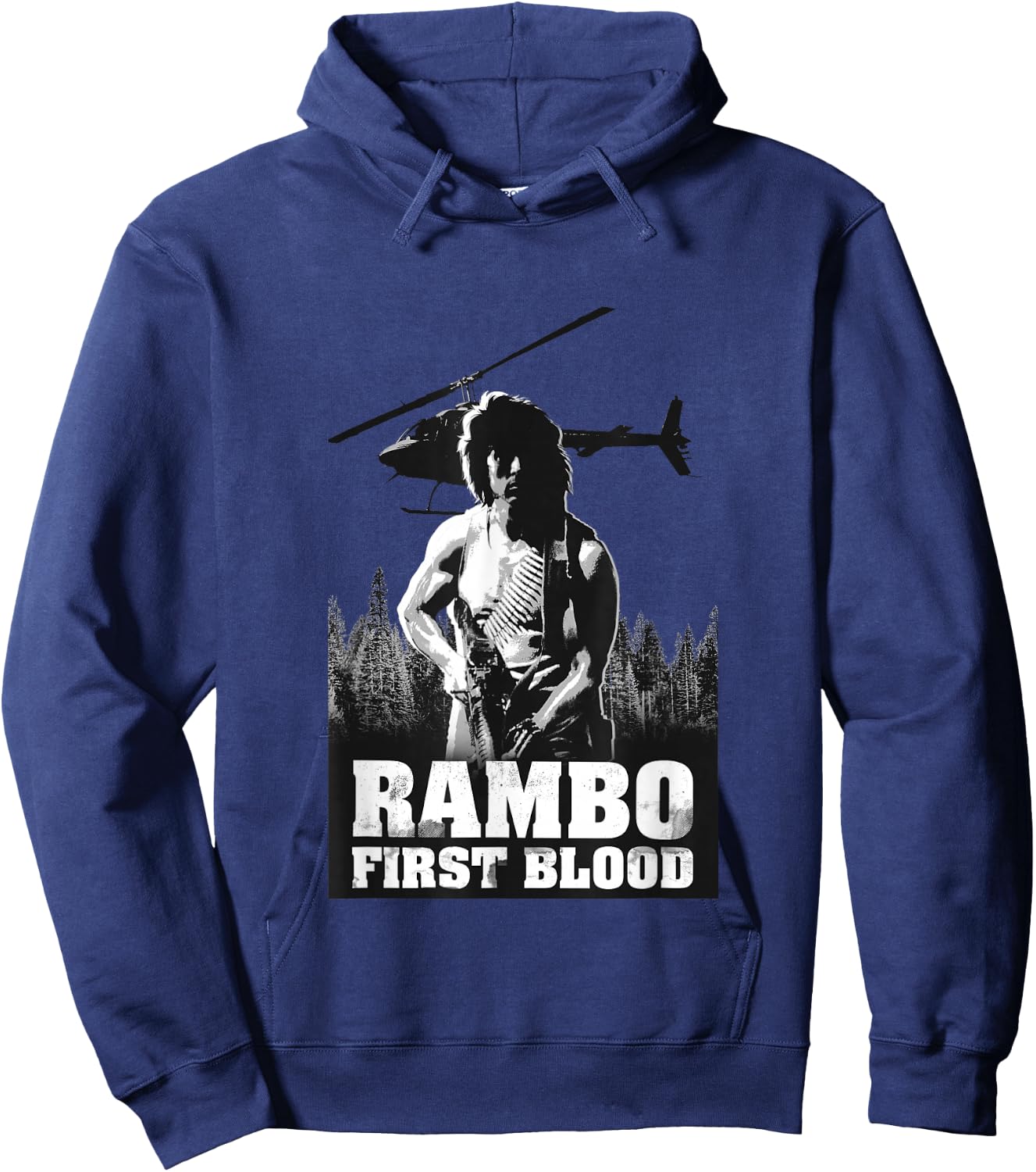 Rambo , Men's Grey, Small, Short Sleeve, Classic Fit, Crew Collar, Modern, Lightweight, Officially Licensed Rambo Design Hoodie - Hoodie | Navy