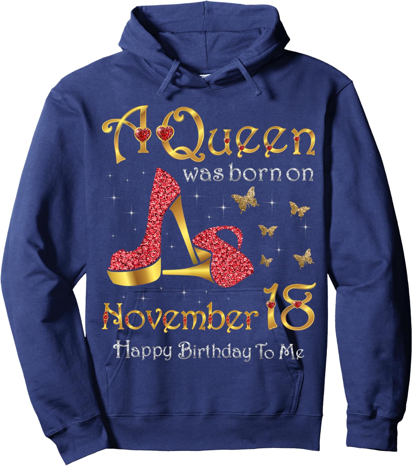 A Queen Was Born on November 18, 18th November Birthday Hoodie - Hoodie | Navy