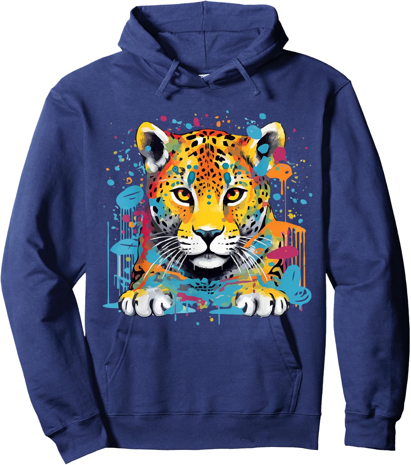 Jaguar Big Cat Splash Art Graphic Design Men Women Kids Hoodie - Hoodie | Navy