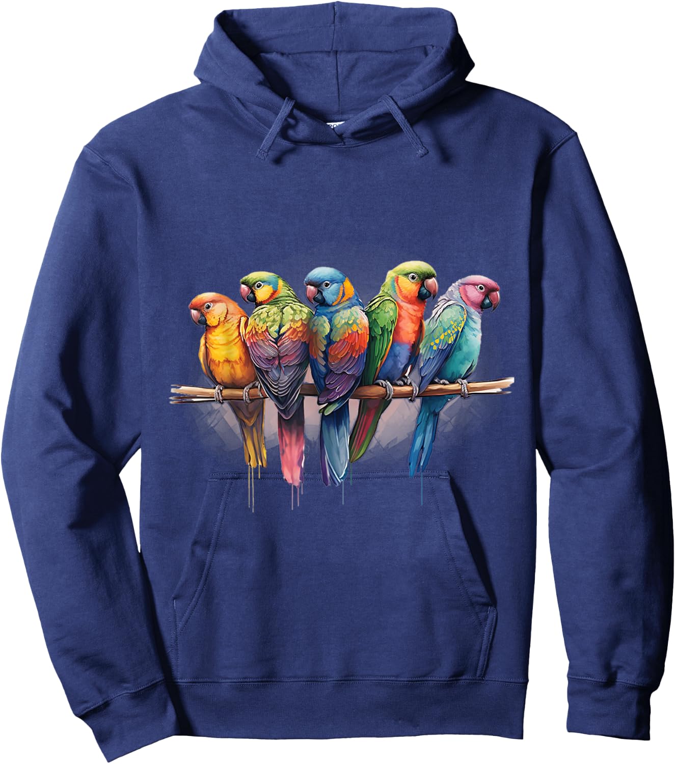 Parrots Watercolor Exotic Tropical Bird Nature Colorful Hoodie - Hoodie | Navy