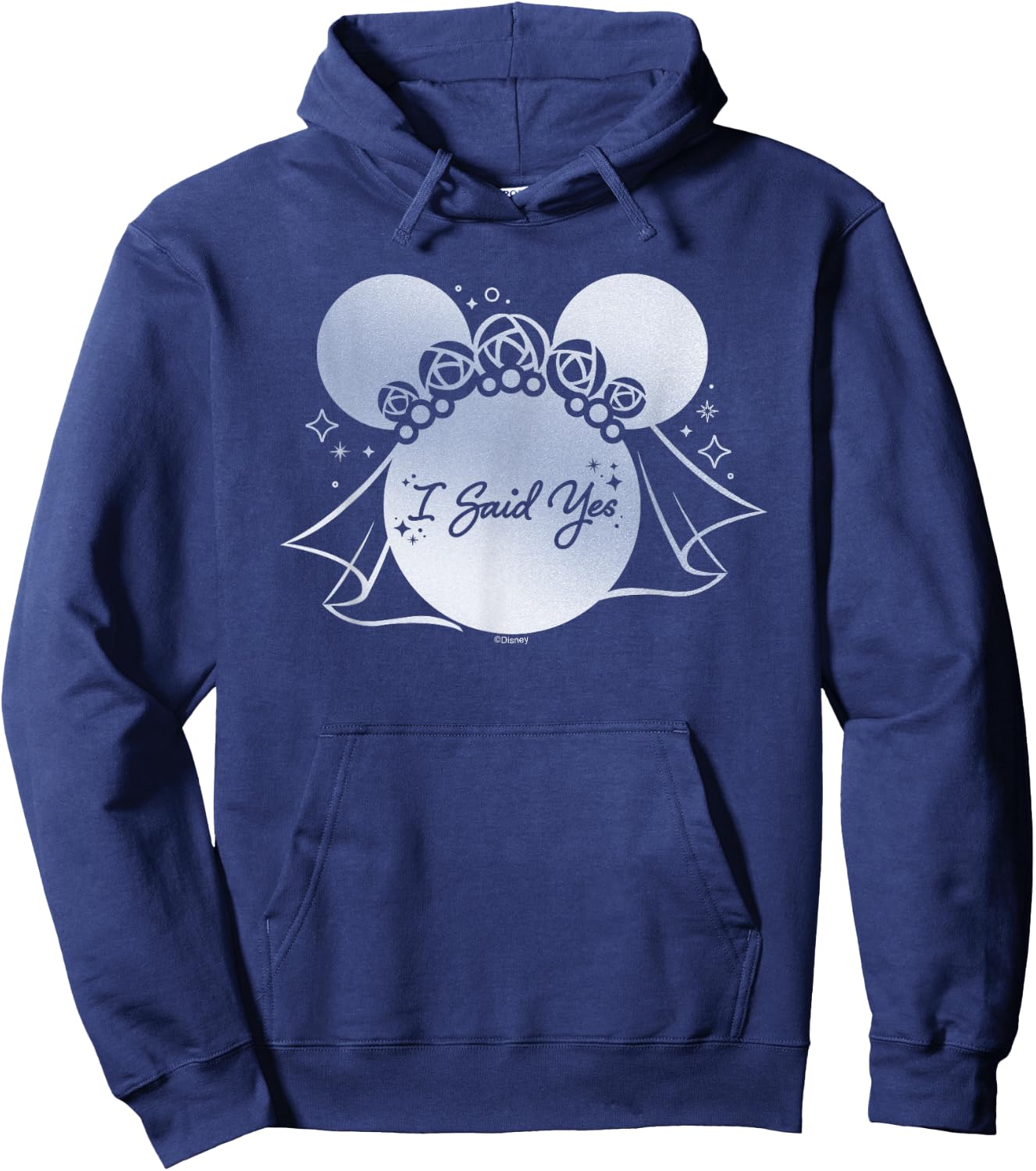 Disney I Said Yes Proposal Engagement Bridal Veil Minnie Hoodie - Hoodie | Navy
