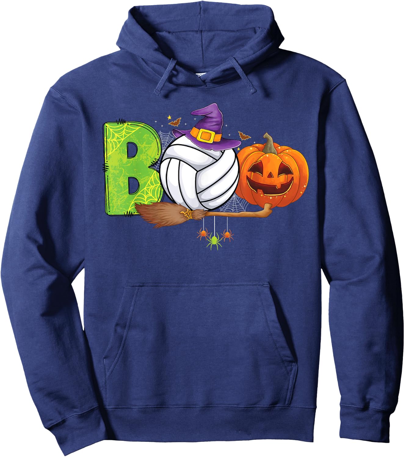Boo Volleyball lovers Pumpkin scary funny Halloween costume Hoodie - Hoodie | Navy