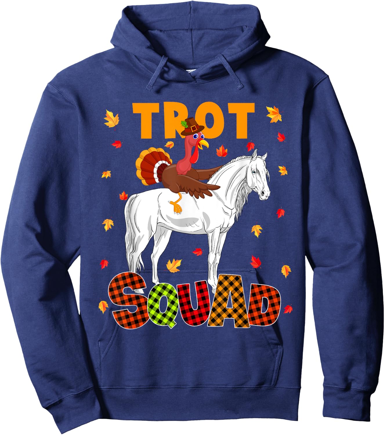 Trot Squad Thanksgiving Turkey Riding Horse Costume Kids Hoodie - Hoodie | Navy