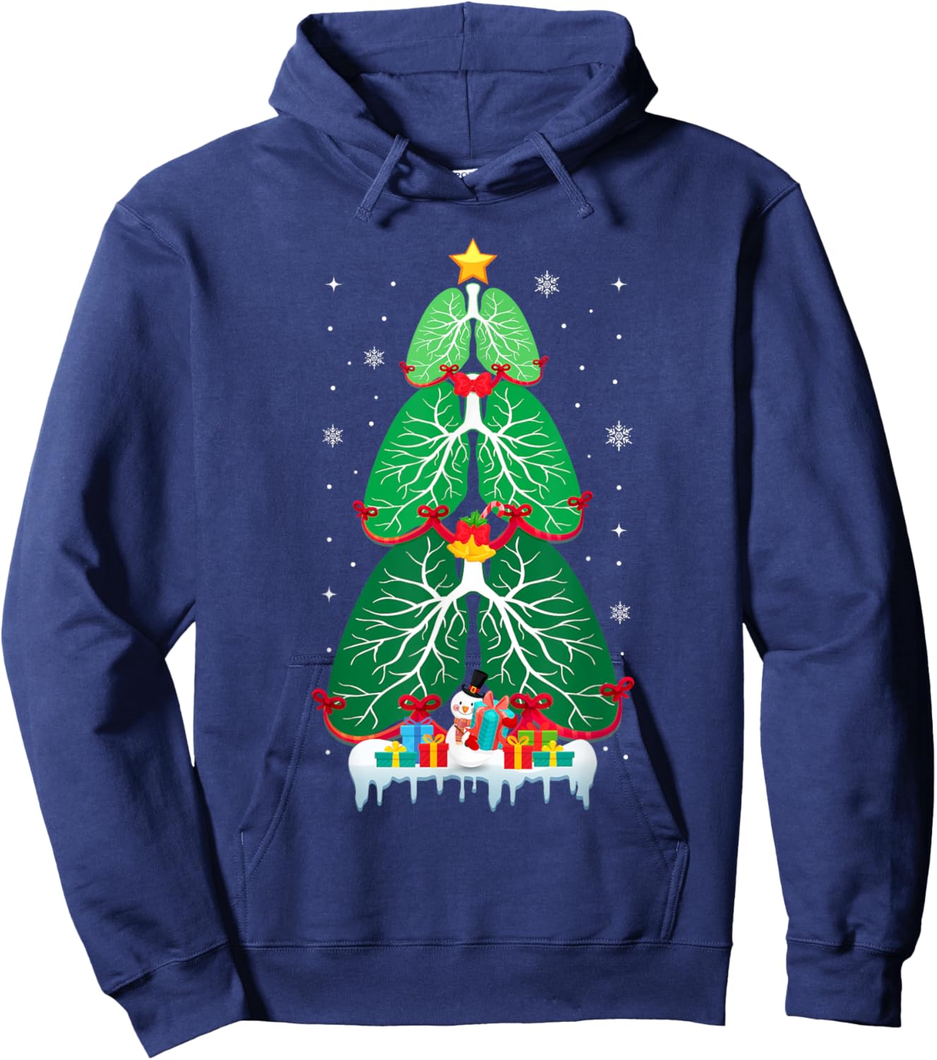 Lung Christmas Tree Respiratory Therapy Xmas Therapist Hoodie - Hoodie | Navy