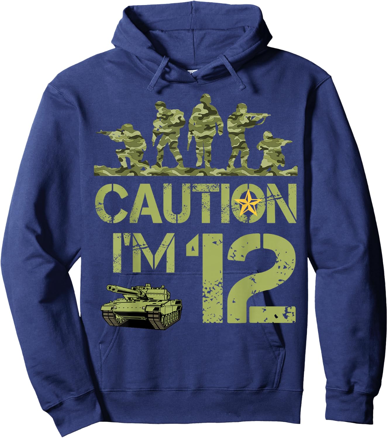 12th Birthday Military I'm 12 Year Old Soldier Camo Birthday Hoodie - Hoodie | Navy