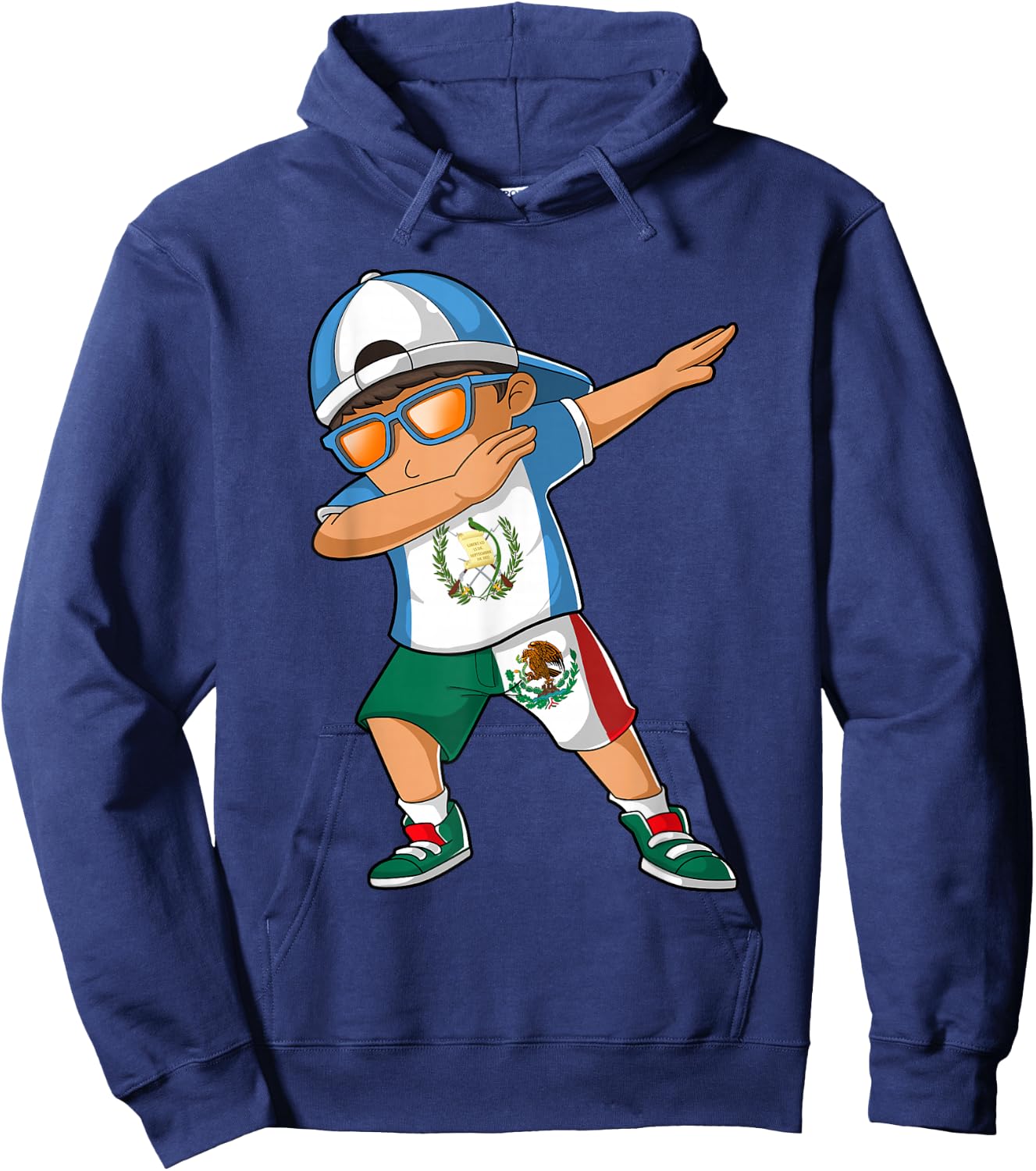 Half Guatemalan Half Mexican Boy Guatemala Flag Hoodie - Hoodie | Navy