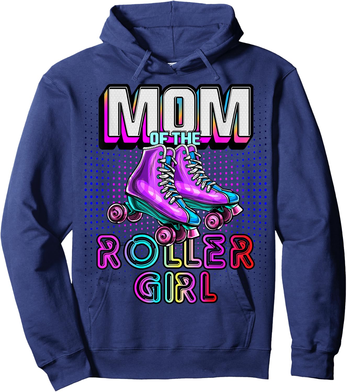 Mom of Roller Girl Roller Skating Birthday Matching Family Hoodie - Hoodie | Navy