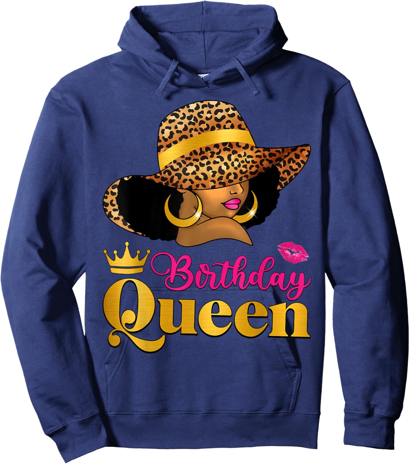 African American Afro Black Women It's My Birthday Queen Hoodie - Hoodie | Navy
