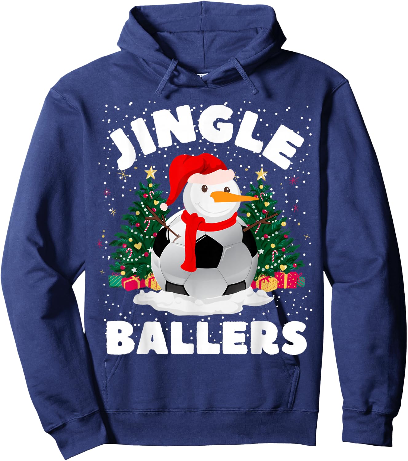 Jingle Ballers Funny Soccer ball Snowman Christmas Football Hoodie - Hoodie | Navy
