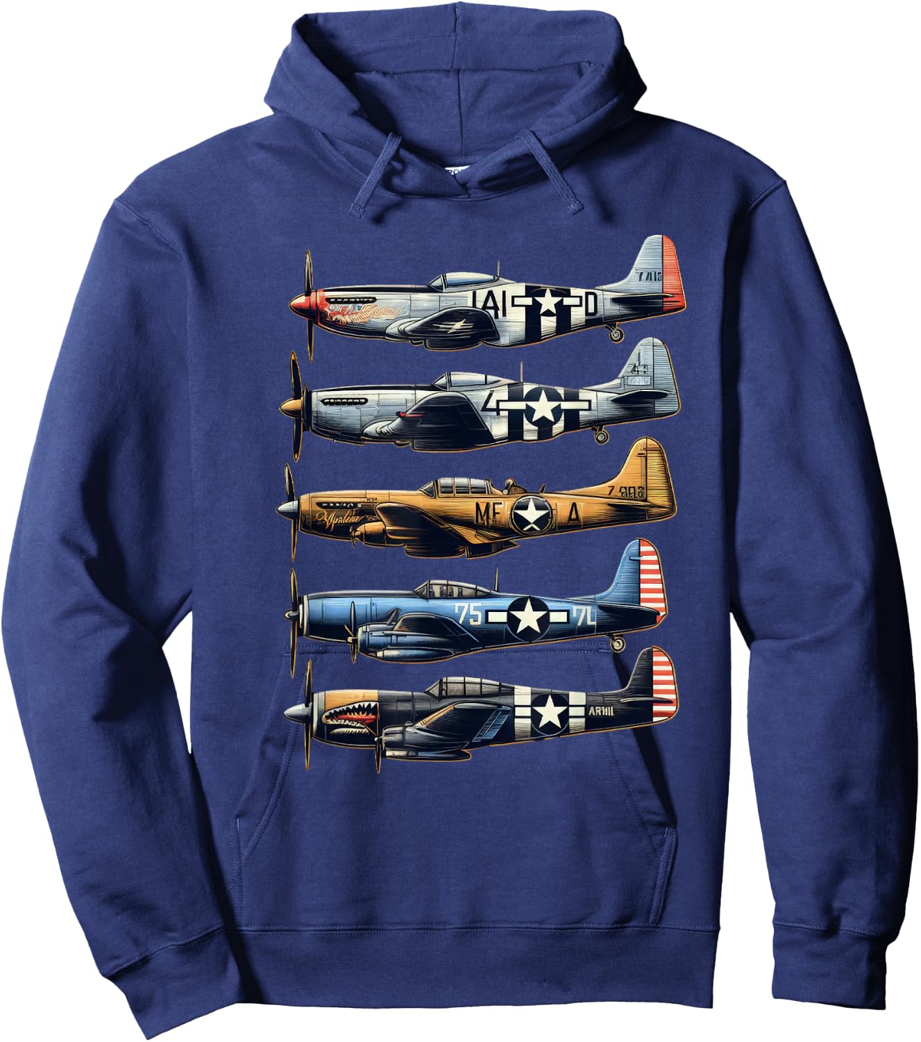 WW2 Planes P51 Mustang F4U Corsair B17 P47 Thunderbolt Hoodie - Hoodie | Navy